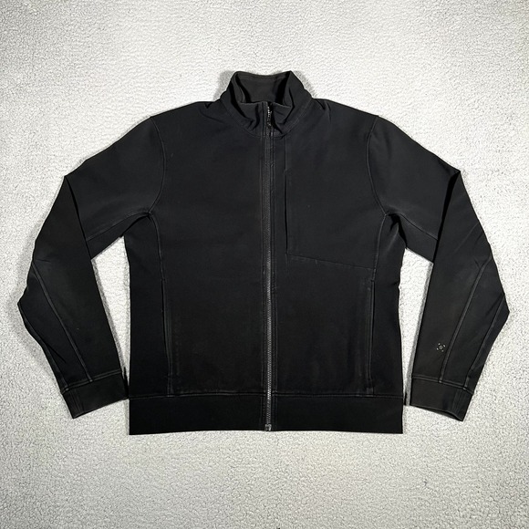 Lululemon Jacket Mens Large Black Sojourn Warpstreme Casual Stretch Wicking Logo - Picture 1 of 10